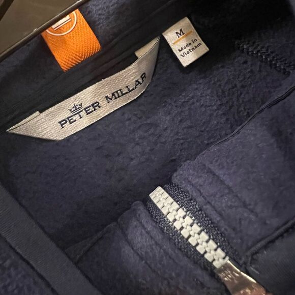 Peter Millar mens Navy Thermal Flow Quarter-Zip Pullover size M - Picture 3 of 7